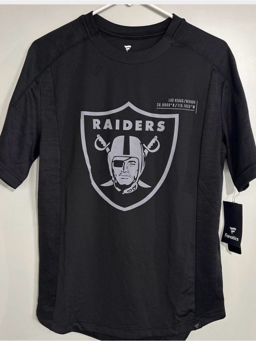 Fanatics Black Raiders Logo Short Sleeve Shirt